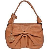 Braune Schultertasche aus genarbtem Leder