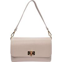 Beige Leder Schulter Baguette Tasche