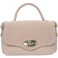 Beige Leder Schulter Baguette Tasche
