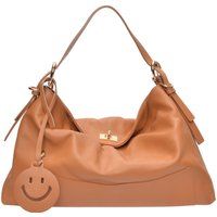 Schultertasche aus Stroh mit Lederbesatz