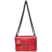 Rote Schultertasche aus geprägtem Schlangenleder