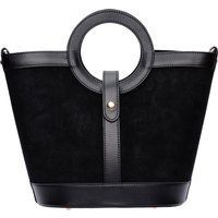 Elegante schwarze Wildleder-Henkeltasche