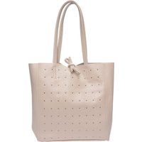 Beige Ledertasche mit Nieten