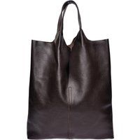 Dunkelbraune Ledertasche Shopper
