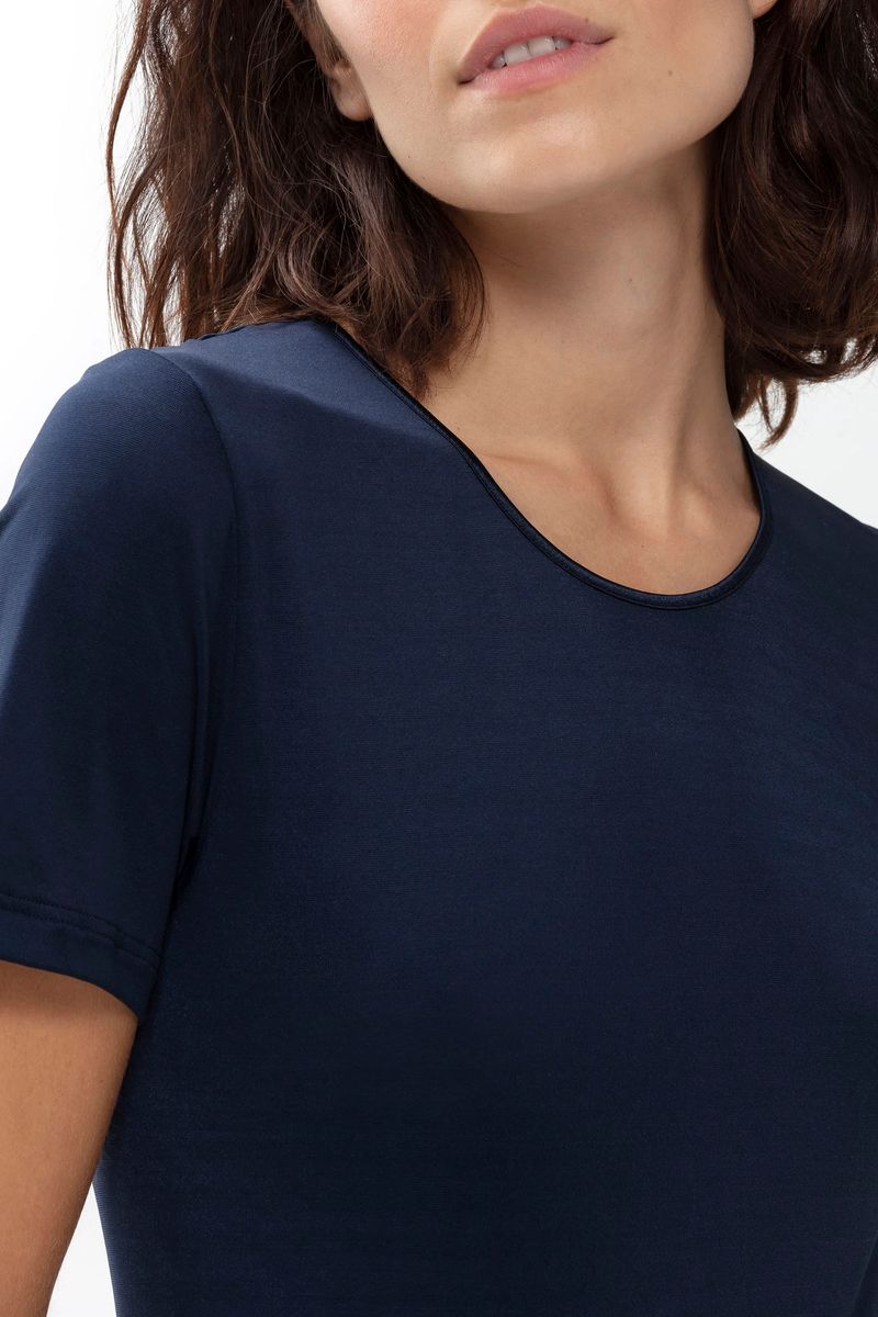 mey Shirt "EMOTION", Gerader Schnitt, Kurzarm, Rundhalsausschnitt, für Damen, blau, 40