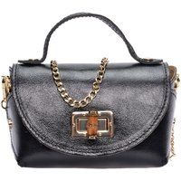 Elegante schwarze Lederhandtasche mit Henkel