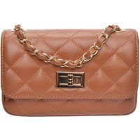Gesteppte Leder-Umhängetasche mit Kette