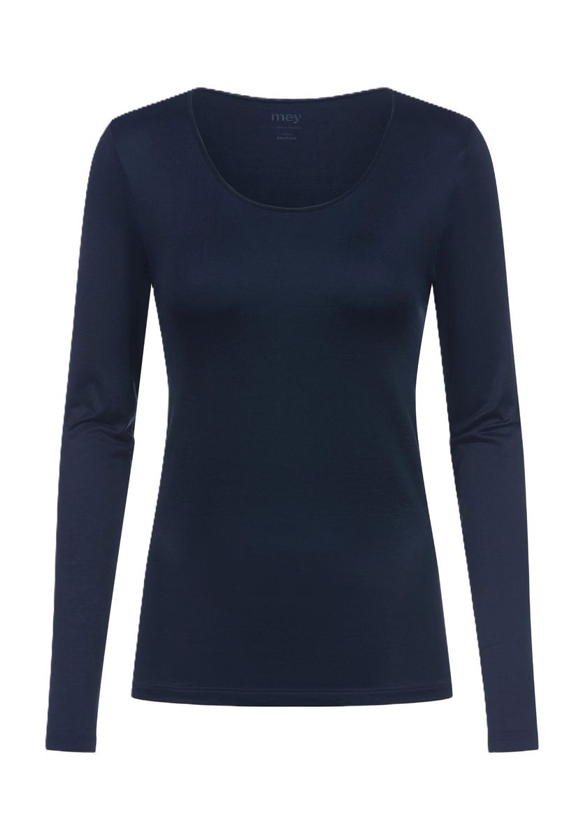 Marineblaues Microfaser Langarmshirt