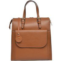 Strukturierte Lederhandtasche mit Griff