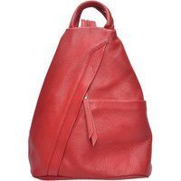 Roter Lederrucksack mit Reißverschluss