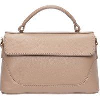 Beige Lederhandtasche mit Griff
