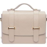 Beige Lederhandtasche mit Griff
