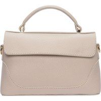 Beige Lederhandtasche mit Griff