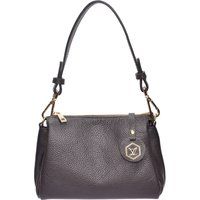 Schultertasche aus genarbtem Leder mit Anhänger