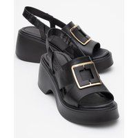 Lucia Leder Schnalle Plateau Sandale