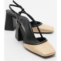 Rivie Raffia Blockabsatz-Pumps mit eckiger Zehenpartie (Damen)