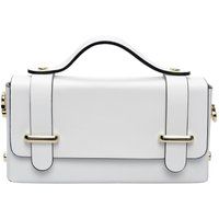 Weiße Ledertasche mit Griff oben