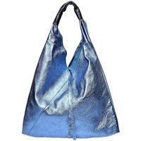 Metallic Blaue Leder Shopper Tasche