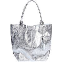Silberfarbene Metallic-Leder-Tragetasche