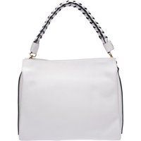 Weiße Ledertasche mit geflochtenem Henkel