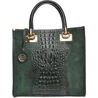 Grüne Lederhandtasche mit Henkel