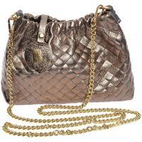 Umhängetasche aus gewebtem Metallic-Leder
