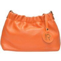 Orangefarbene Leder Beuteltasche mit Kordelzug