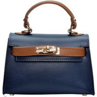 Zweifarbige Ledertasche mit Henkel