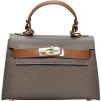 Zweifarbige Ledertasche mit Henkel