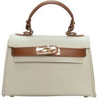 Zweifarbige Ledertasche mit Henkel