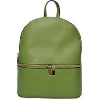 Grüner Lederrucksack mit Reißverschlussdetail