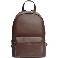 Brauner Lederrucksack mit Reißverschlusstasche