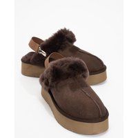Olessa Leder-Pantoffel mit Fell