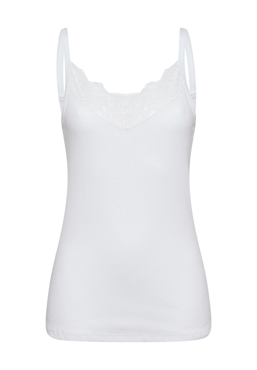 Weißes Tanktop mit Spitzensaum