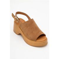 Power Leder Plateau Keilabsatz Sandalen (Women)