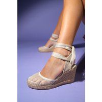 Lions Mesh Leder Keilabsatz Espadrilles Sandale (Damen)
