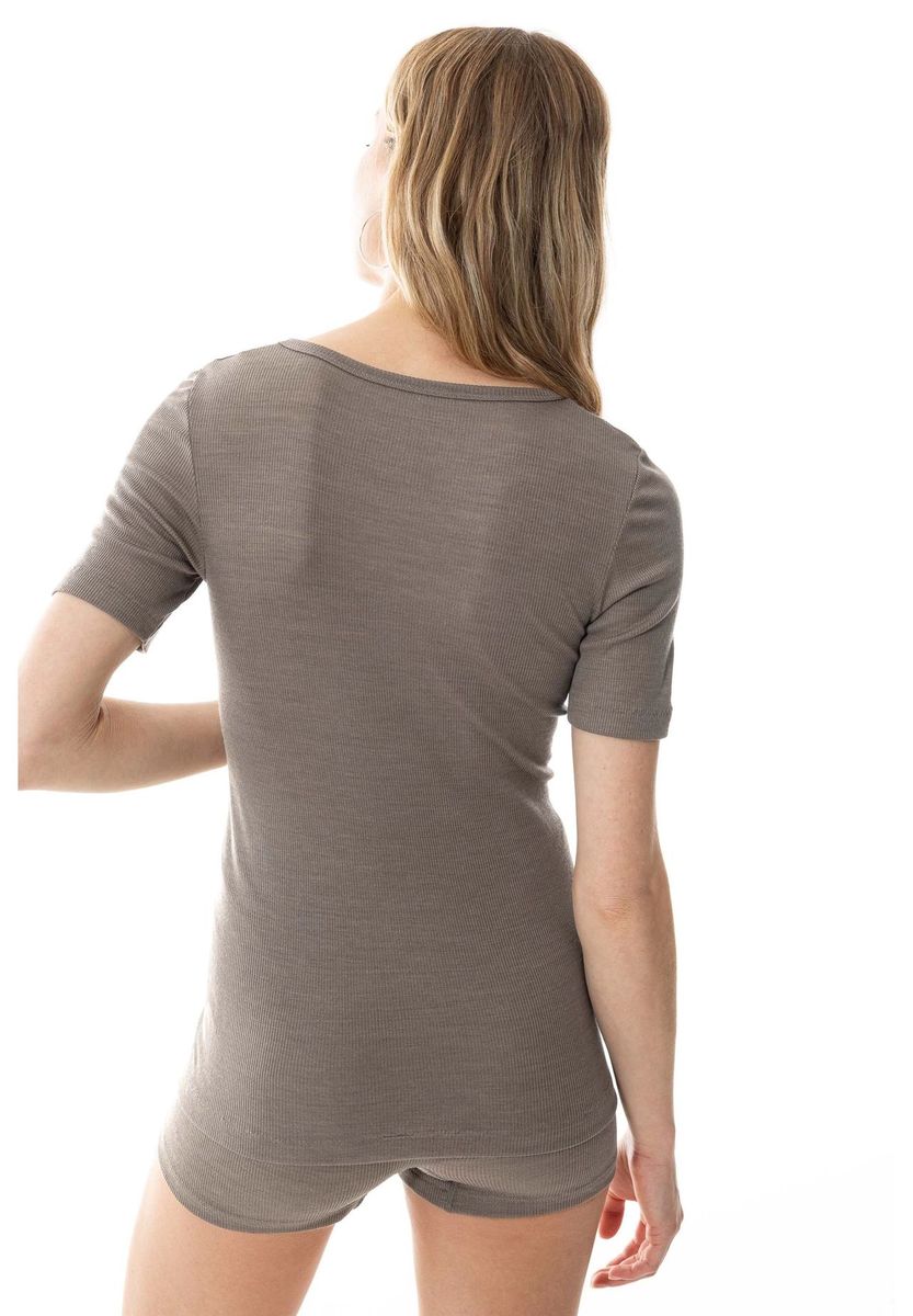 Figurbetontes geripptes Kurzarm-Strickoberteil