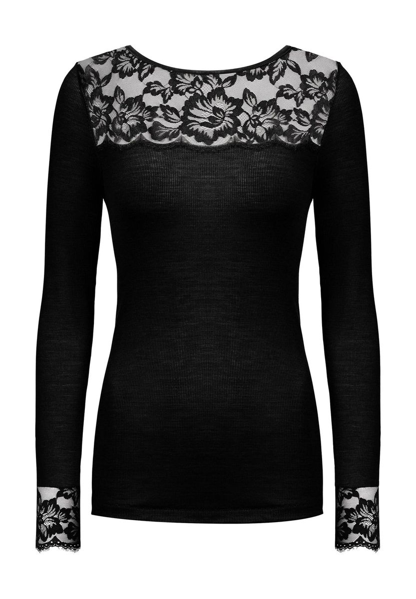 Elegantes Langarmshirt mit floraler Spitze
