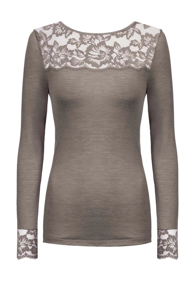 Langarmshirt mit floraler Spitze