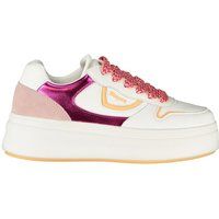 Plateau-Sneakers mit fuchsiafarbenem Besatz