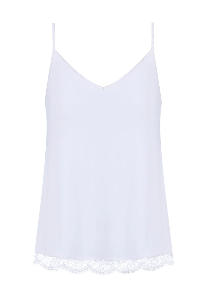 Weißes Camisole-Top mit Spitzenbesatz
