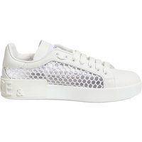 Weiße Low-Top-Sneakers aus Leder mit Mesh