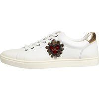 Weiße Low-Top Leder Sneaker Herz-Patch
