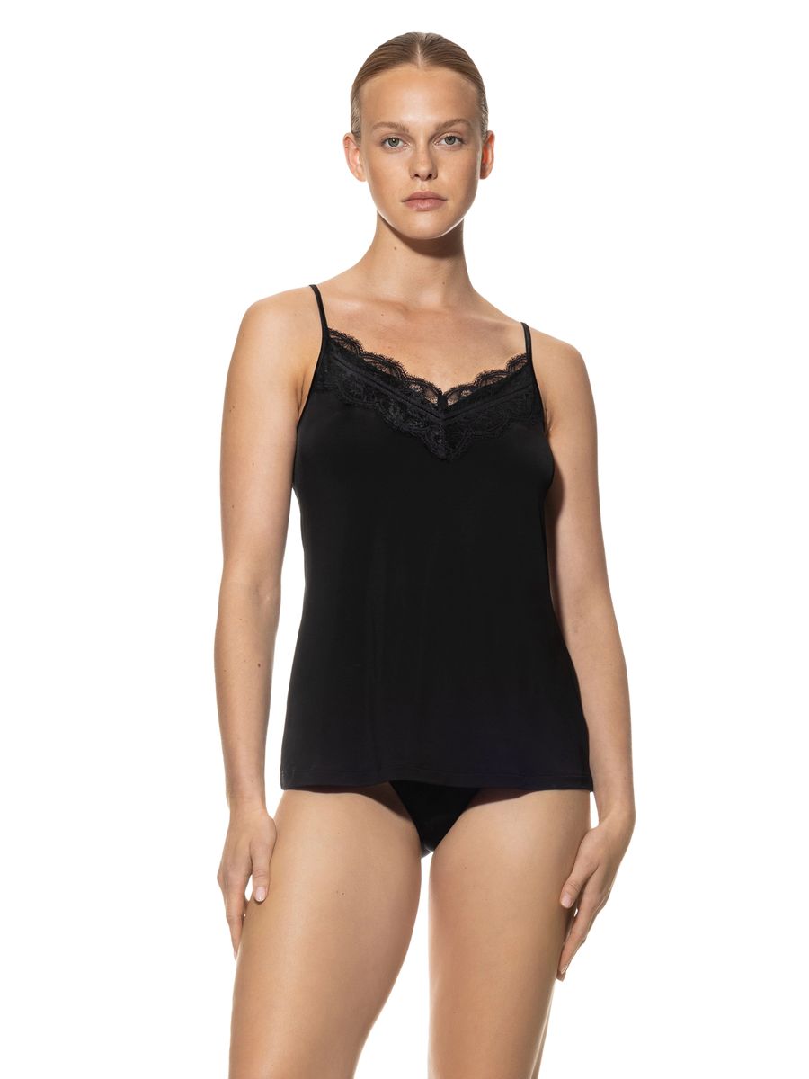 Camisole mit Spitzenbesatz und Spaghettiträgern