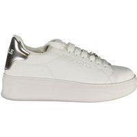 Weiße Plateau-Sneakers mit silbernen Details