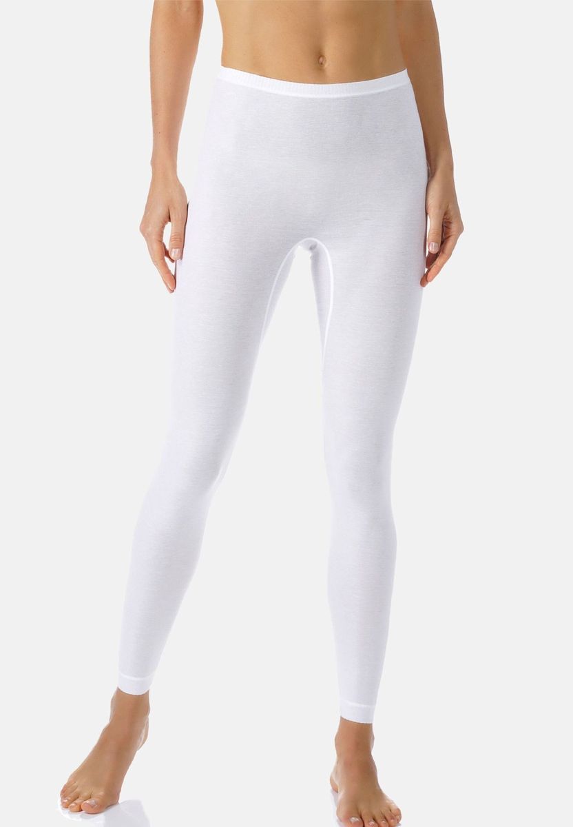 Einfarbige weiße Baumwollmischungs-Leggings