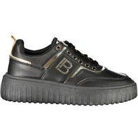 Schwarze Plateausneakers mit Strassdetails