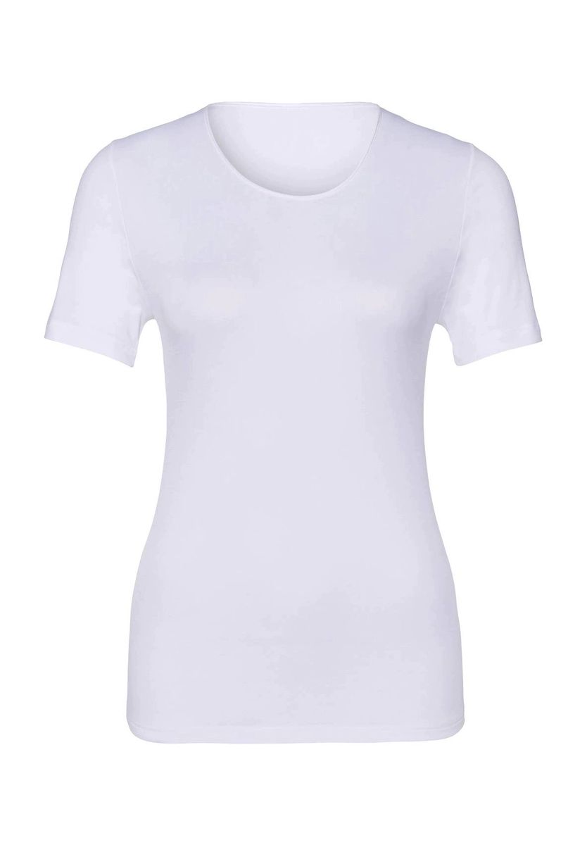 Viskosemischungs-T-Shirt mit Satinbesatz