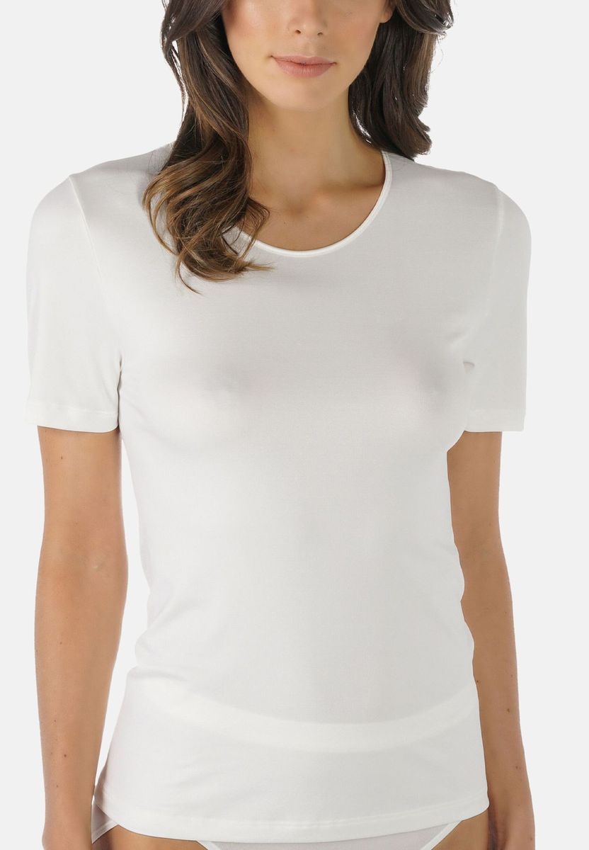 Viskosemischungs-T-Shirt mit Satineinfassung