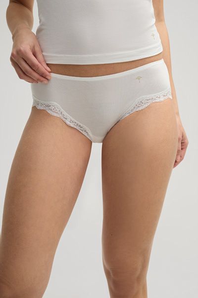 mey Hipster Pure Off-White Baumwollmischung mit Spitzenbesatz